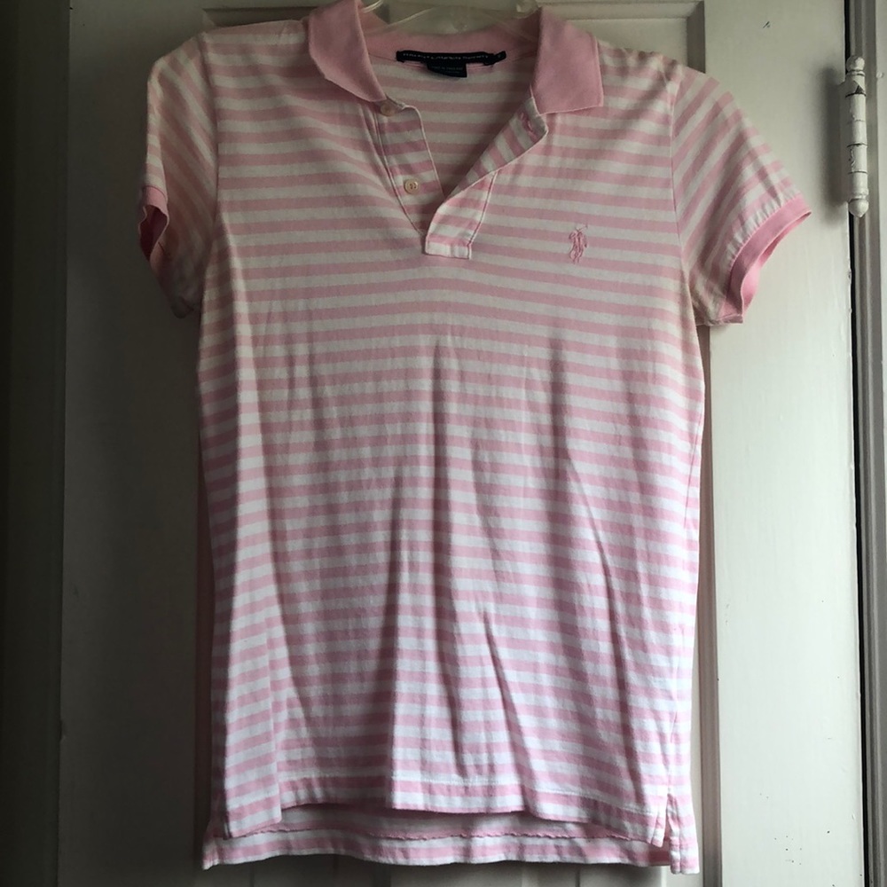 Ralph Lauren Sport Pink and White Striped Polo